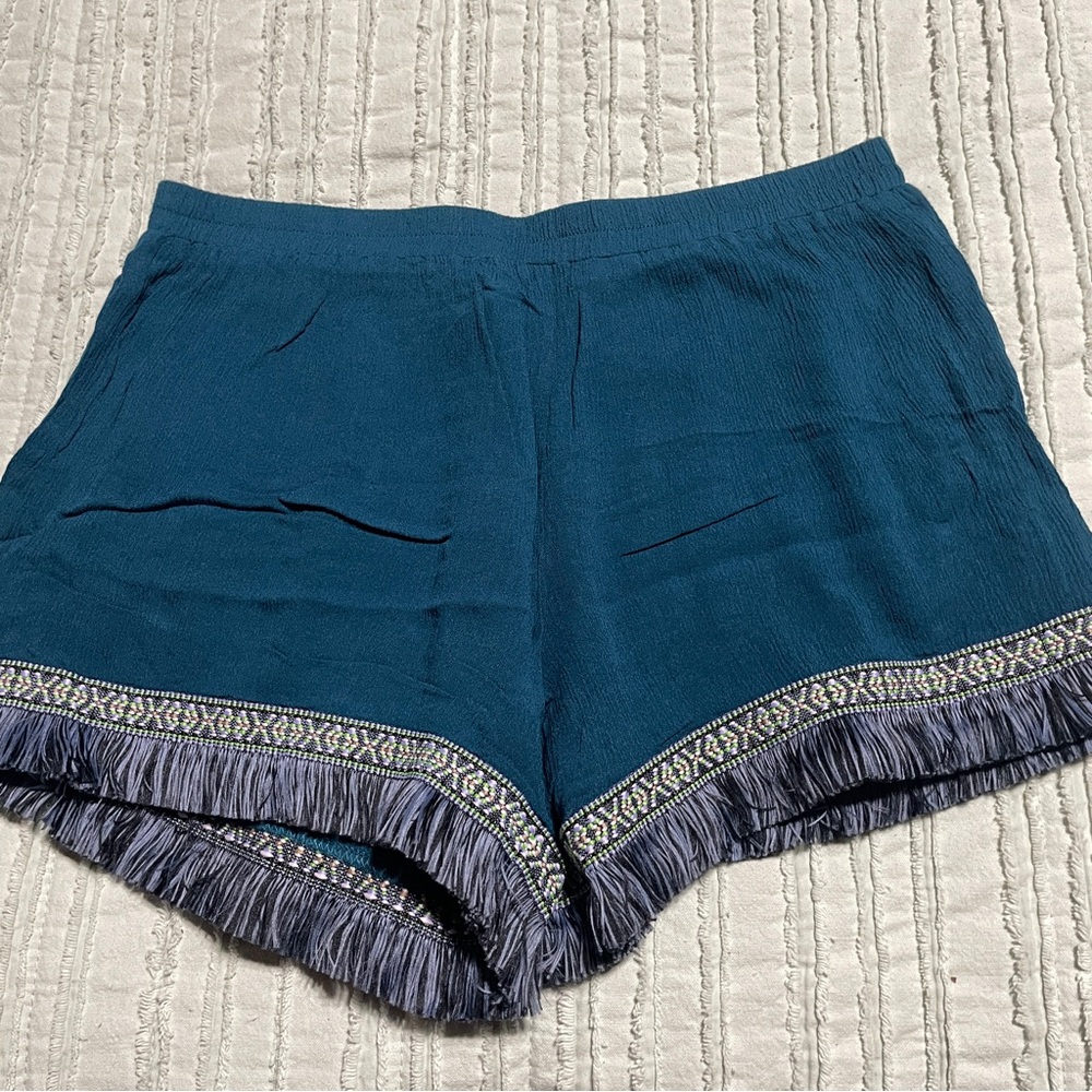 Banana Lemon Teal Fringed Women's Shorts